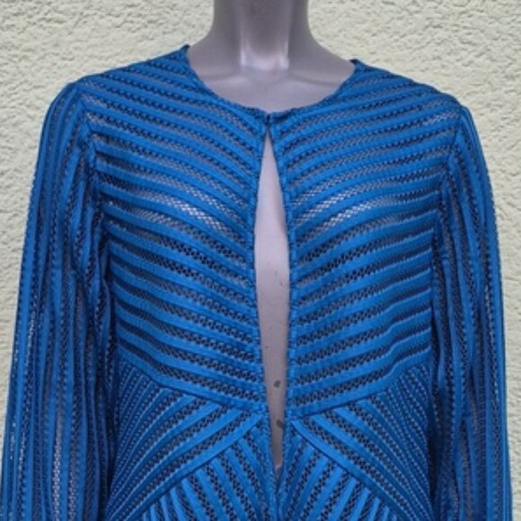 Chico's Travelers Collection Ladies Stylish See-Tru Blue Travelers Coat/Cardigan - Picture 4 of 17